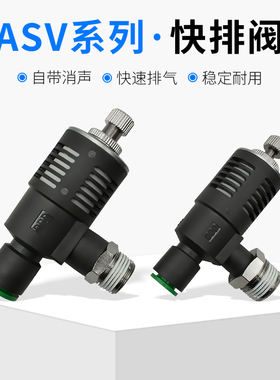 ASV310F-01-06S快速排气节流阀ASV410F-02-08S/ASV510F-03-10S