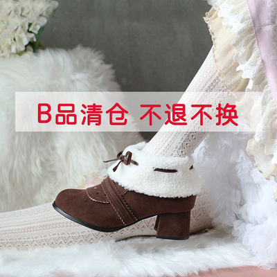 洛丽塔红色高跟显瘦马丁靴