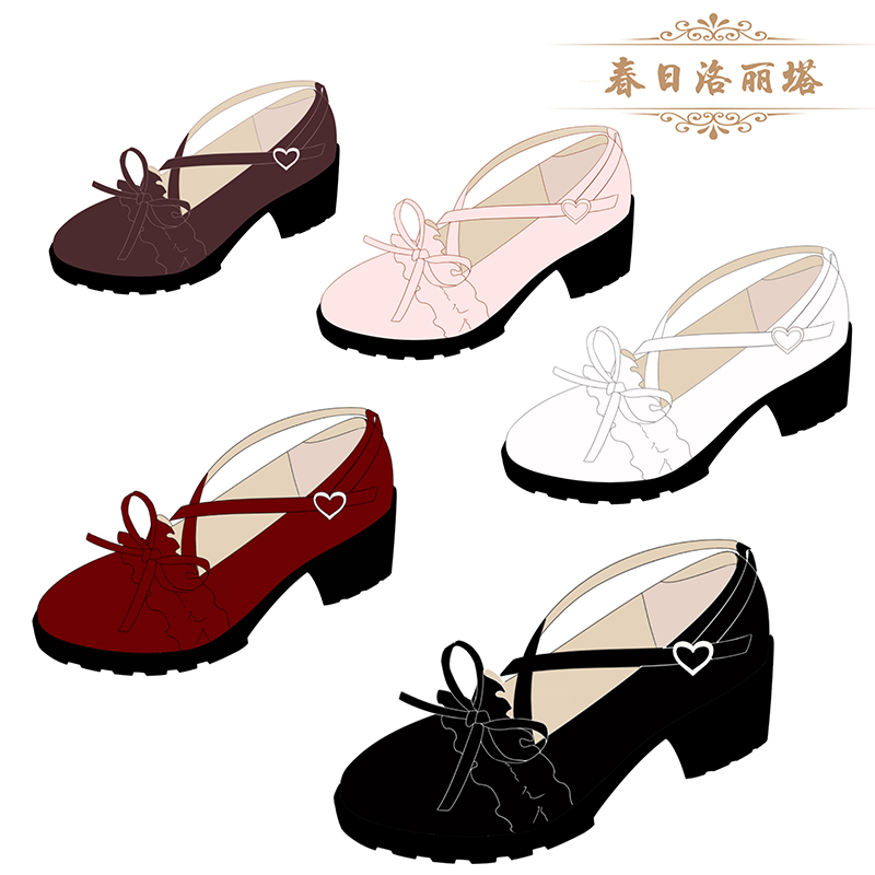 原创JK蝴蝶结洛丽塔高跟小皮鞋女