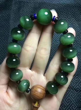 碧玉猫眼支持复检带证书手串