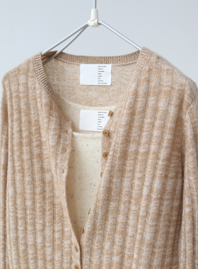 温柔系山羊绒开衫秋冬长袖夹花女士轻柔针织毛衣开衫毛衣外套