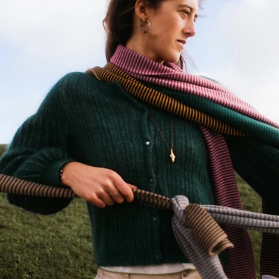 糖果色冬季保暖百搭条纹围巾