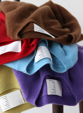 山羊绒彩色泡泡系列圆领冬季保暖内搭毛衣基础款羊绒衫