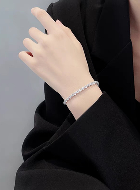 特价！纯银手链 简约大气镶嵌水钻手链女 学生手饰品礼物