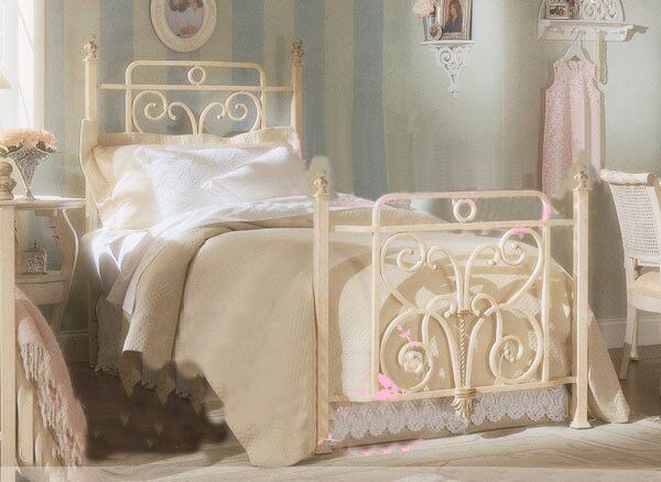yD209欧式铁艺床田园风格小户型单人床民宿白色公主床简易铁架床