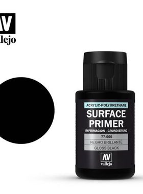 vallejo西班牙AV77660/73660/74660以光泽黑模型手办涂装水补底漆