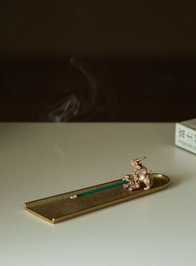 香座铜制狮子形家用日本原装器皿