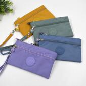 双层拉链零钱包横款 时尚 简约布艺手机包女生薄款 百搭手拿小包包