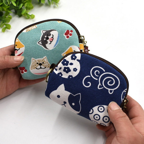 迷你韩国帆布拉链硬币包