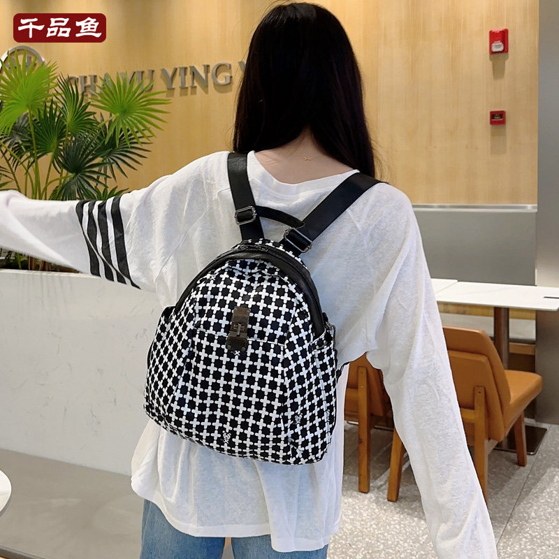 千品鱼新款韩版耐用背包女士双肩包单肩包旅行大包可斜跨休闲女包