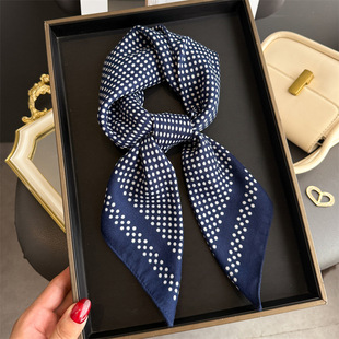 经典 波点仿丝绒人字纹棉麻感小方巾丝巾头巾披肩防晒围脖女士围巾