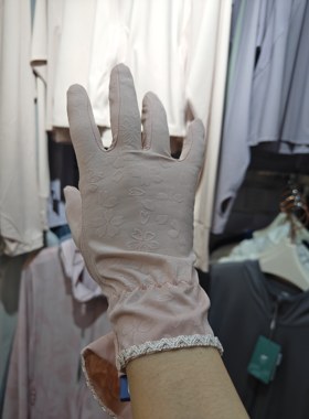 山楂树夏季女士薄款蕾丝防滑防晒手套骑行电动车透气开车防紫外线
