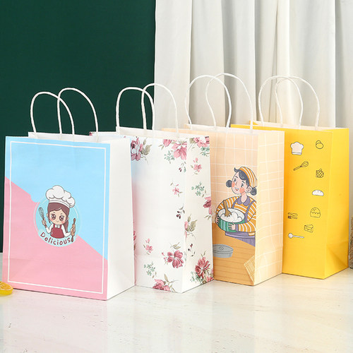 中秋牛皮纸袋手提袋礼品袋外卖烘焙甜品奶茶饮品纸袋打包袋子定制 - 封面