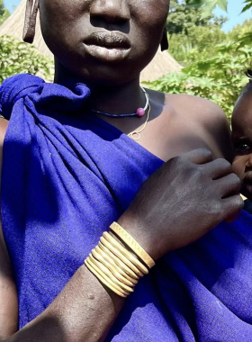 非洲埃塞俄比亚孤品banna班纳部落手工雕刻符号纹样黄铜开口手镯