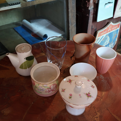 日本泰国集市淘回中古vintage复古花卉童年茶杯凉水杯咖啡杯