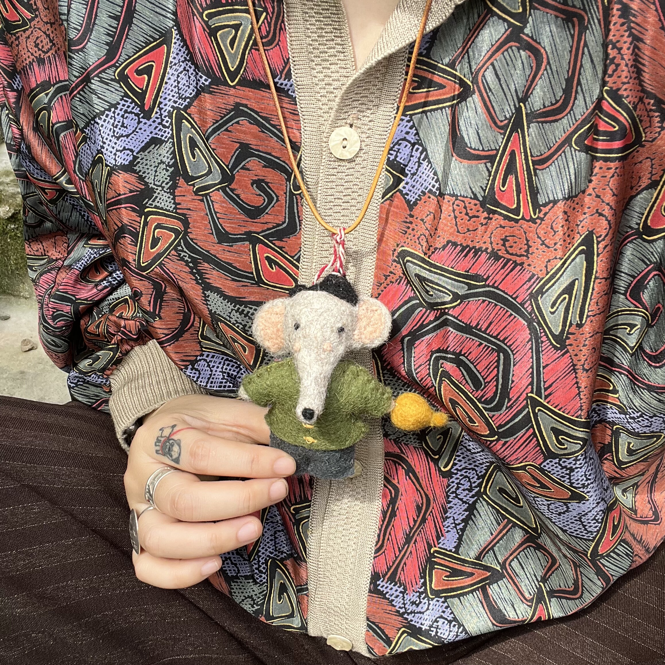 尼泊尔羊毛毡大象项链