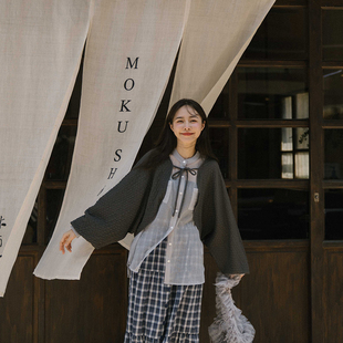 QUEENSHOP 2025秋冬新品女装立体皱皱肌理长袖绑带罩衫02071654