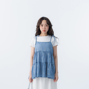 小花刺绣透肤绑带罩衫 女装 背心01099476 2026春夏新品 QUEENSHOP