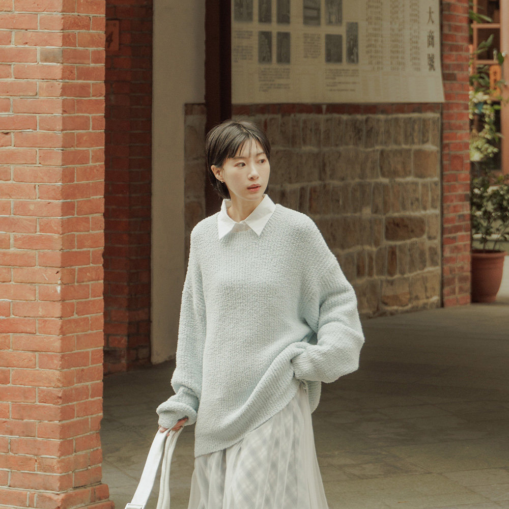 QUEENSHOP 2026春夏新品女装粗毛线造型宽版针织毛衣01013507