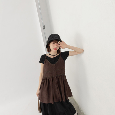 蕾丝花边透肤细肩罩衫背心