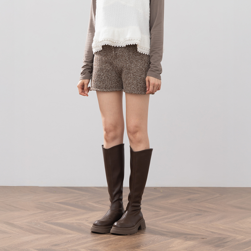 质感花纱设计针织短裤