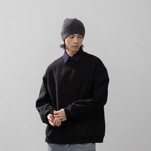 卫衣 剪接素面内刷毛长袖 黑01111016 男装 QUEENSHOP2025秋冬新品