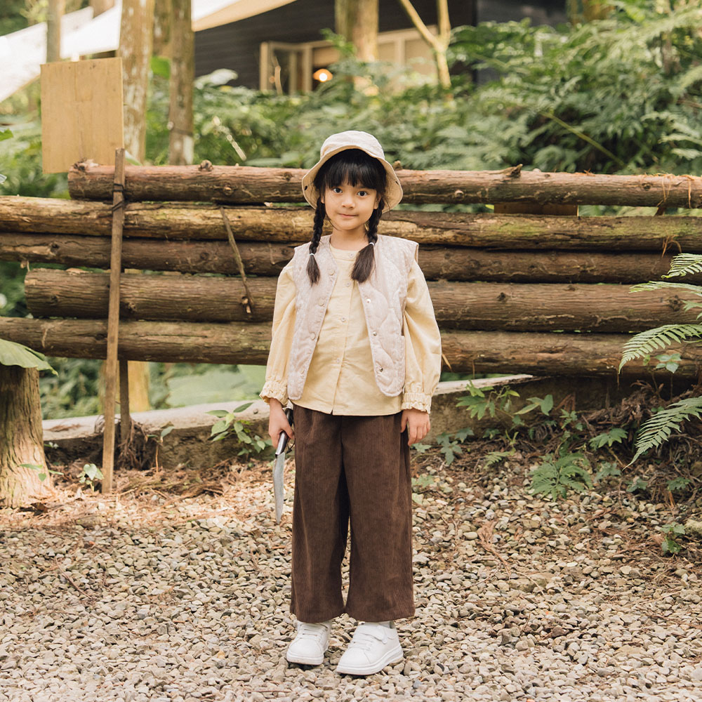 亲子系列灯芯绒直筒打褶长裤