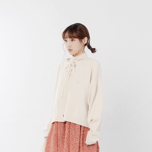 绑带排扣设计素色针织外套02011202 女装 QUEENSHOP 2025秋冬新品