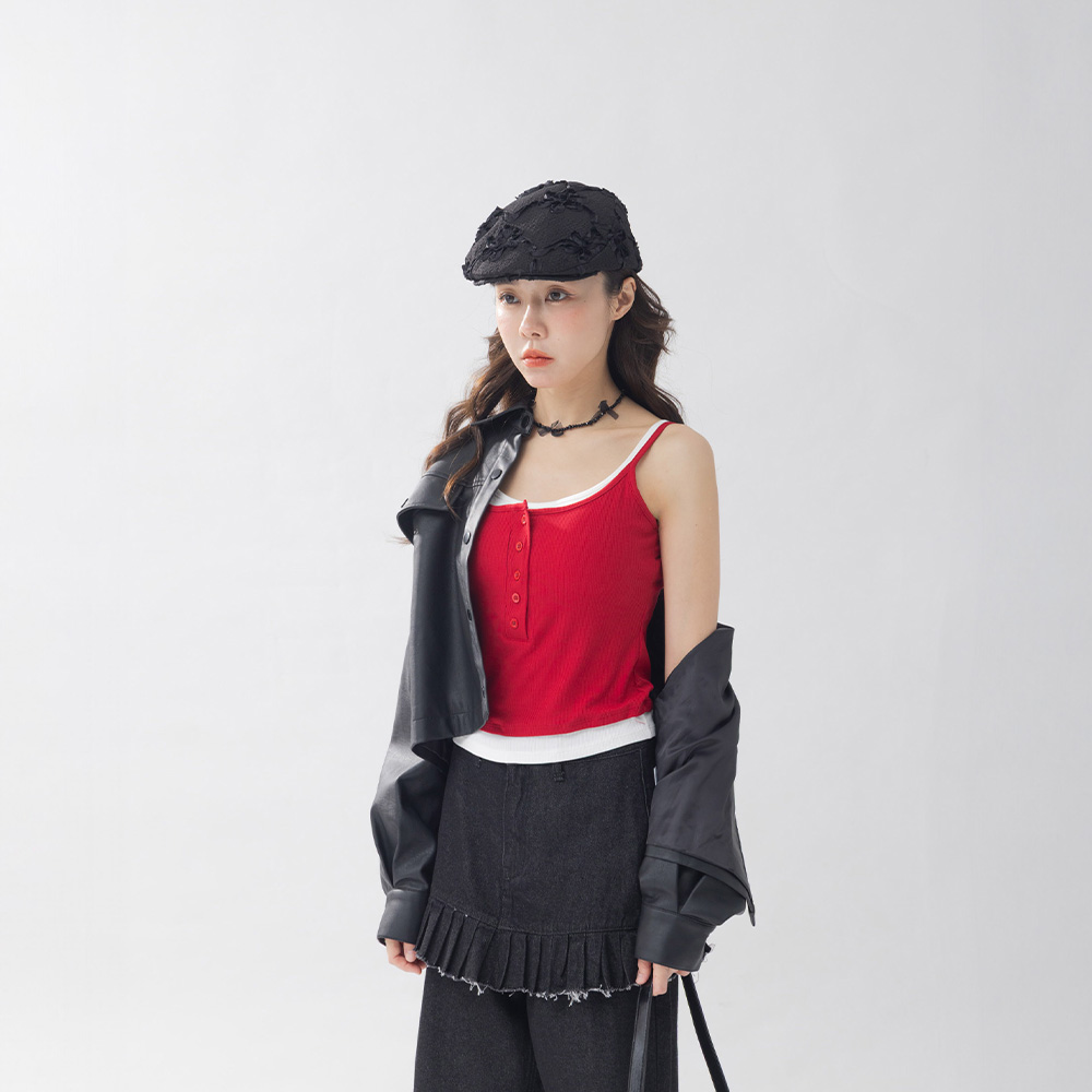 配色假两件设计bratop背心