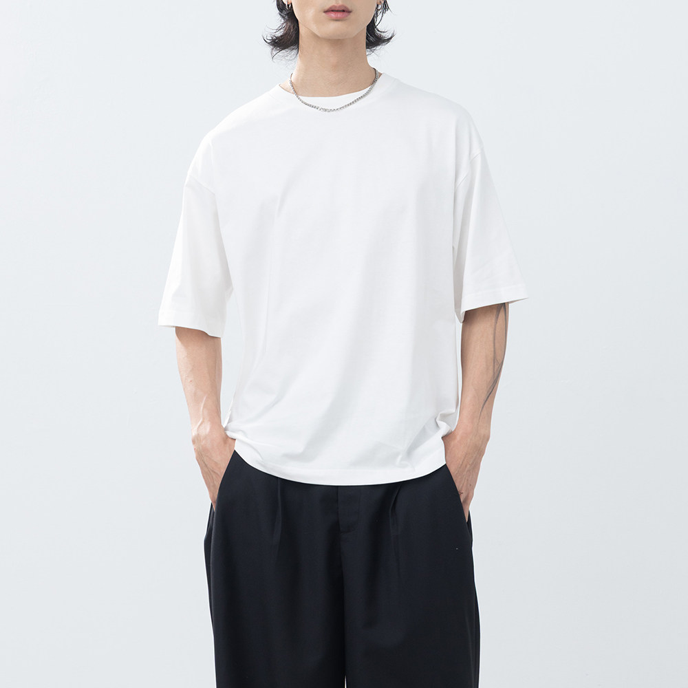 QUEENSHOP2026春夏新品男装休闲基本素面圆领短袖上衣-白01190358