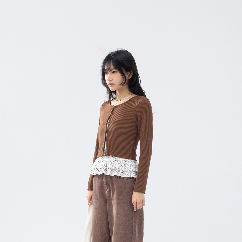 小花背心针织长袖外套两件组