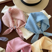 甜美波点糖果色小方巾可爱学生装 饰领巾头巾丝巾发带少女韩系博主