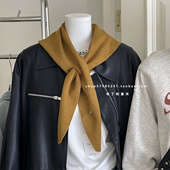 饰领巾披肩外搭围巾围脖男女款 高级感纯色柔软针织三角巾秋冬季 装