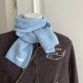 奶呼呼软绵绵迷你纯色小围巾韩系学生显白秋冬季 保暖围脖女士蓝色