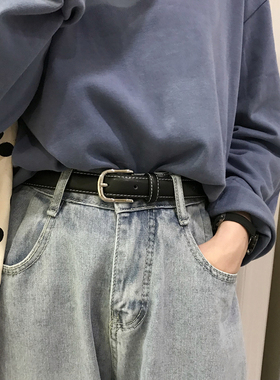 韩国复古耐用黑色牛仔风小腰带