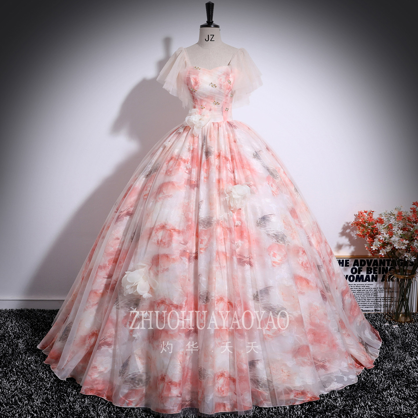 一字肩晚礼服女学生声乐艺考独唱演出服在逃公主年会主持人蓬蓬裙