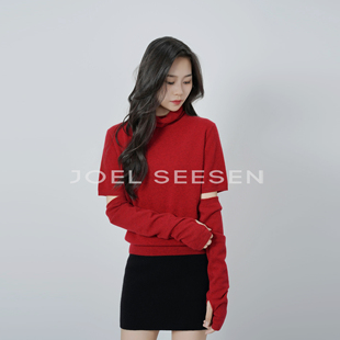 100%山羊绒|时尚百搭堆堆领针织短袖5588