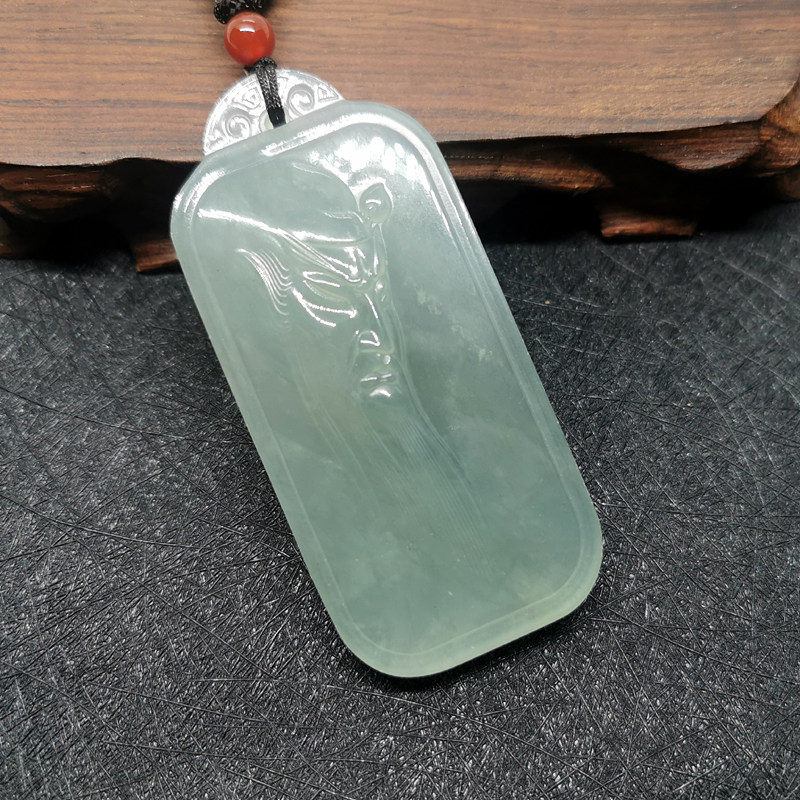古法艺术纯手雕雕技纯天然A货岫玉冰料关公玉牌吊坠挂件可做手把!