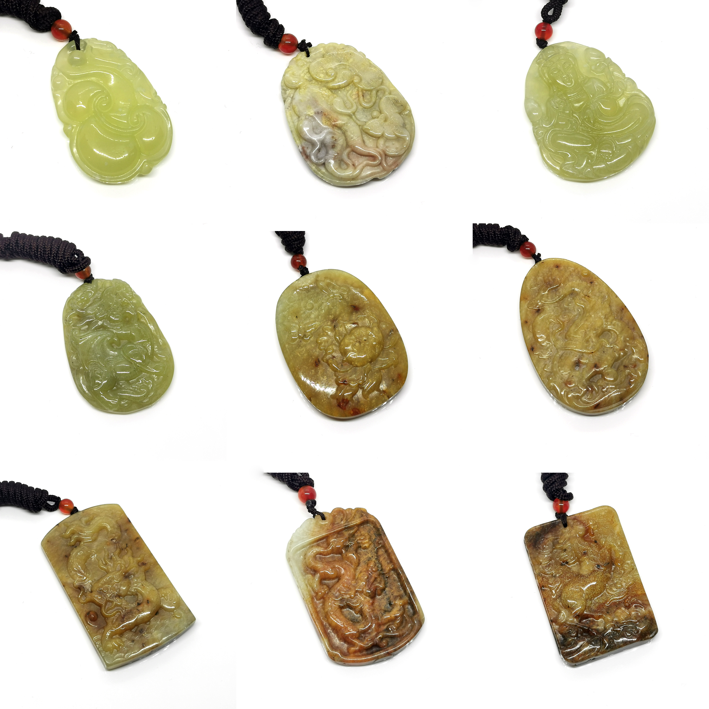 纯天然岫玉之玉石王辽阳花玉龙牌貔貅麒麟观音马牌自然古风玉坠
