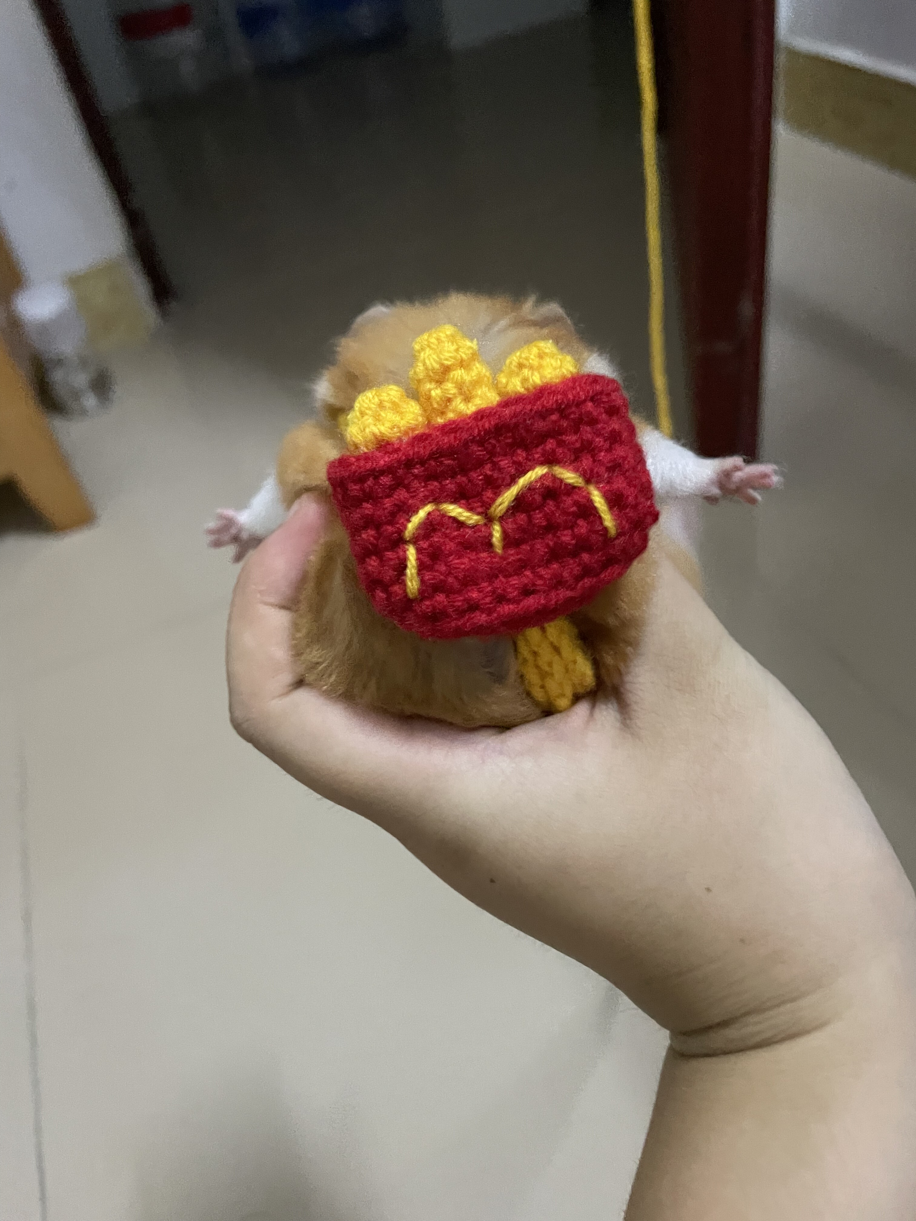 毛线钩织仓鼠金丝熊花枝鼠小宠麦当劳薯条可拆卸牵引绳溜鼠绳