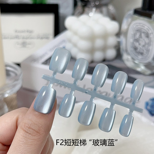 穿戴甲全贴片超亮猫眼网红款夏日多色短甲爆闪假指甲贴片成品美甲