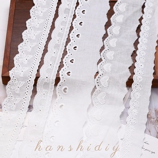 复古单边镂空棉布刺绣花边手工diy蝴蝶结发饰材料布艺女装 辅料