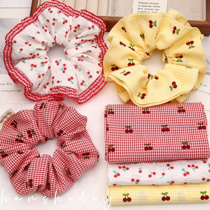 韩版甜美少女儿童樱桃格纹大肠发圈diy布料手工发绳头绳制作材料,居家布艺,丝带/绸带/布带,淘宝优惠券,粉丝福利购,淘宝优惠卷