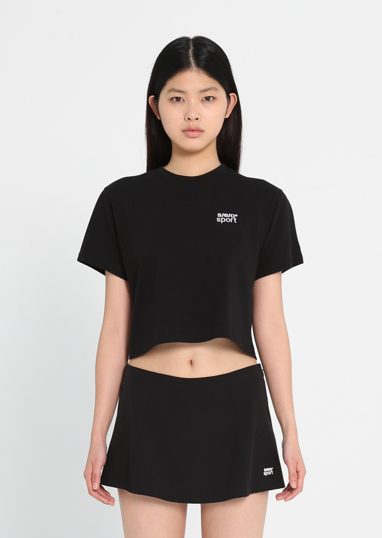 韩国代购 seo logo cropped 短款 t恤