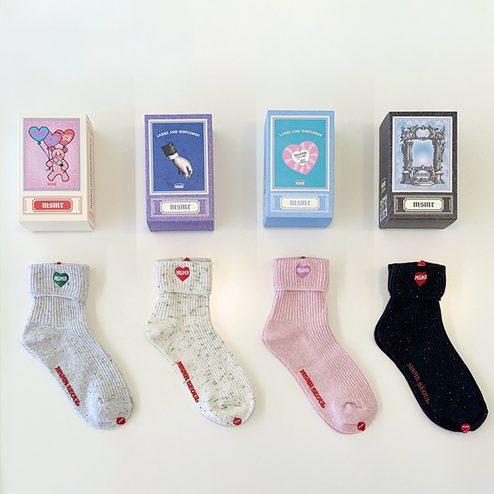 msmrHeartcuffslogo刺绣短袜