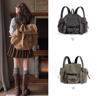 韩国代购 maybe baby同款 Fog hunter 大容量 帆布双肩包