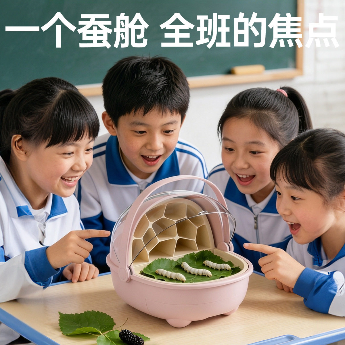 学生养蚕套装桑叶蚕宝宝饲养仓幼虫昆虫太空养育仓豪华别墅观察箱