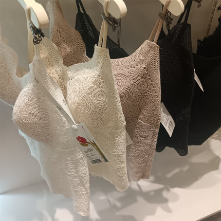 少女汀花开抹胸吊带背心内衣裹胸白色蕾丝性感无钢圈聚拢内衣1017
