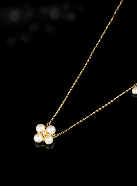 幸运四叶草珍珠项链时尚轻奢风高