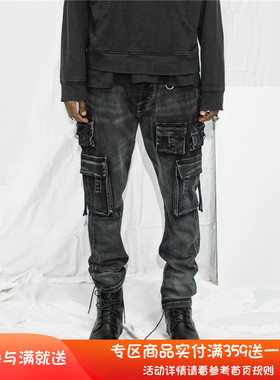 纽约潮牌Profound Foundation支线 做旧弹力修身多袋工装牛仔裤